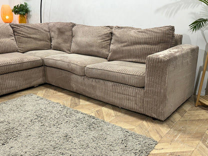 Beige Ribstof Hoekzetel ~ Losse Kussens Met Afneembare Hoezen