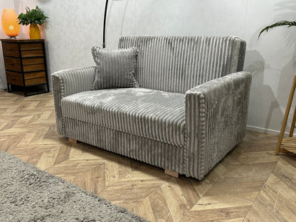 !Showroommodel! Licht Grijze Ribstof 2-Zits Zetel ~ Slaapfunctie