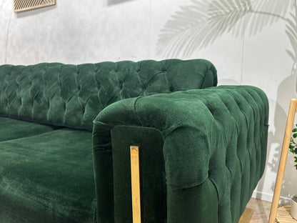 Groene Velvet 2.5-Zits Zetel ~ Vaste Kussens