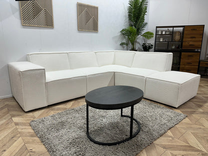 !Showroommodel! Witte Ribstof Hoekzetel ~ Vaste kussens