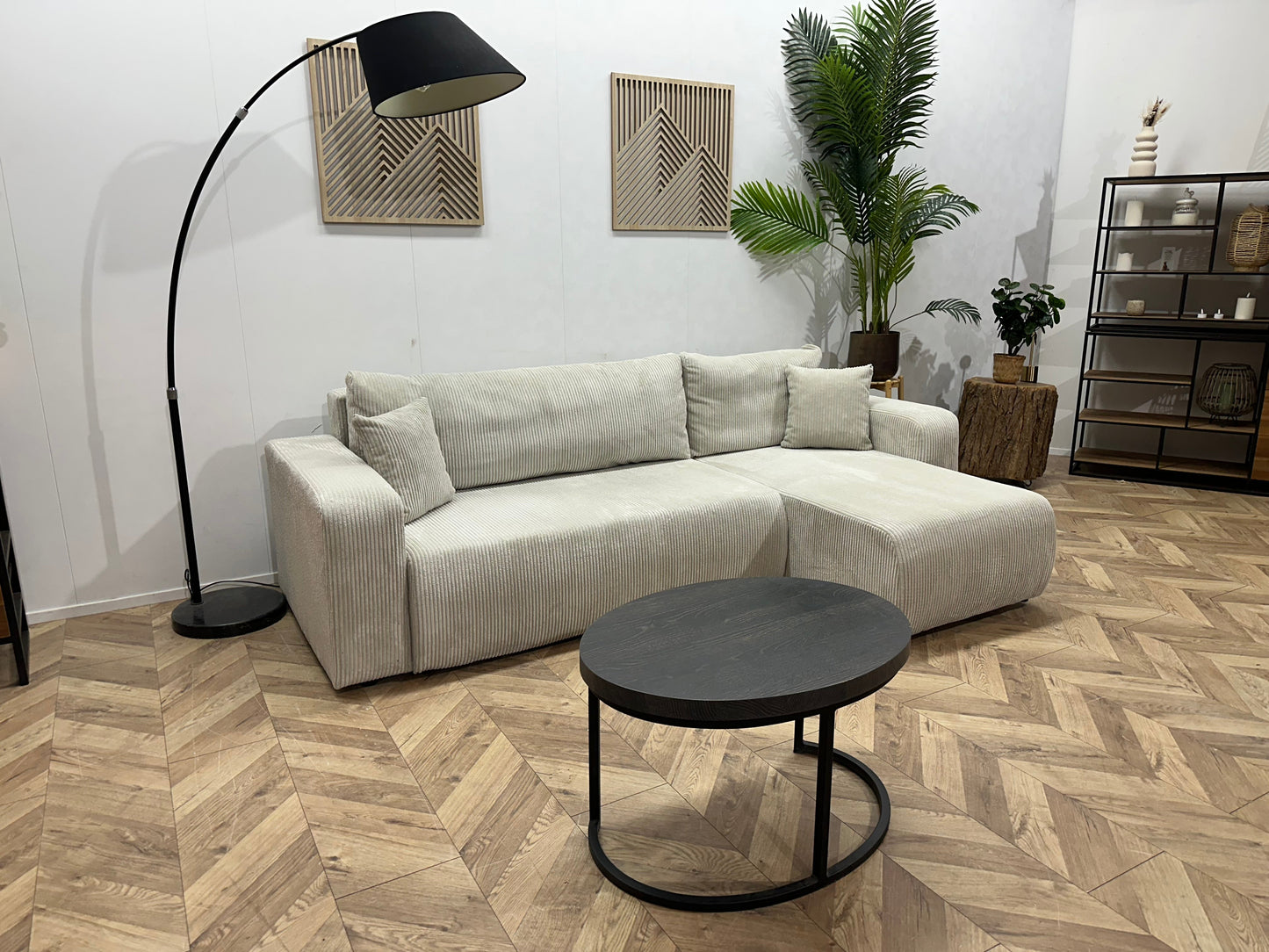 !Showroommodel! Witte Ribstof Hoekzetel