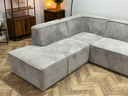 !Showroommodel! Licht Grijze Ribstof Hoekzetel