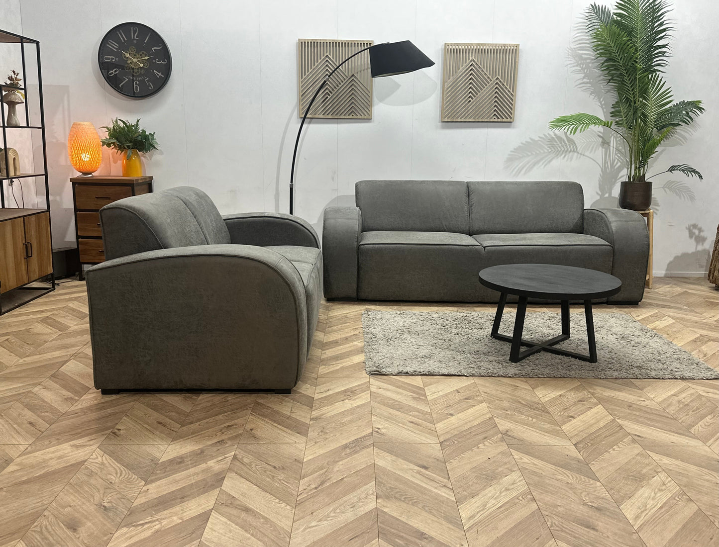 Grijze Suède Stoffen Zetels Set ~ Nieuwstaat