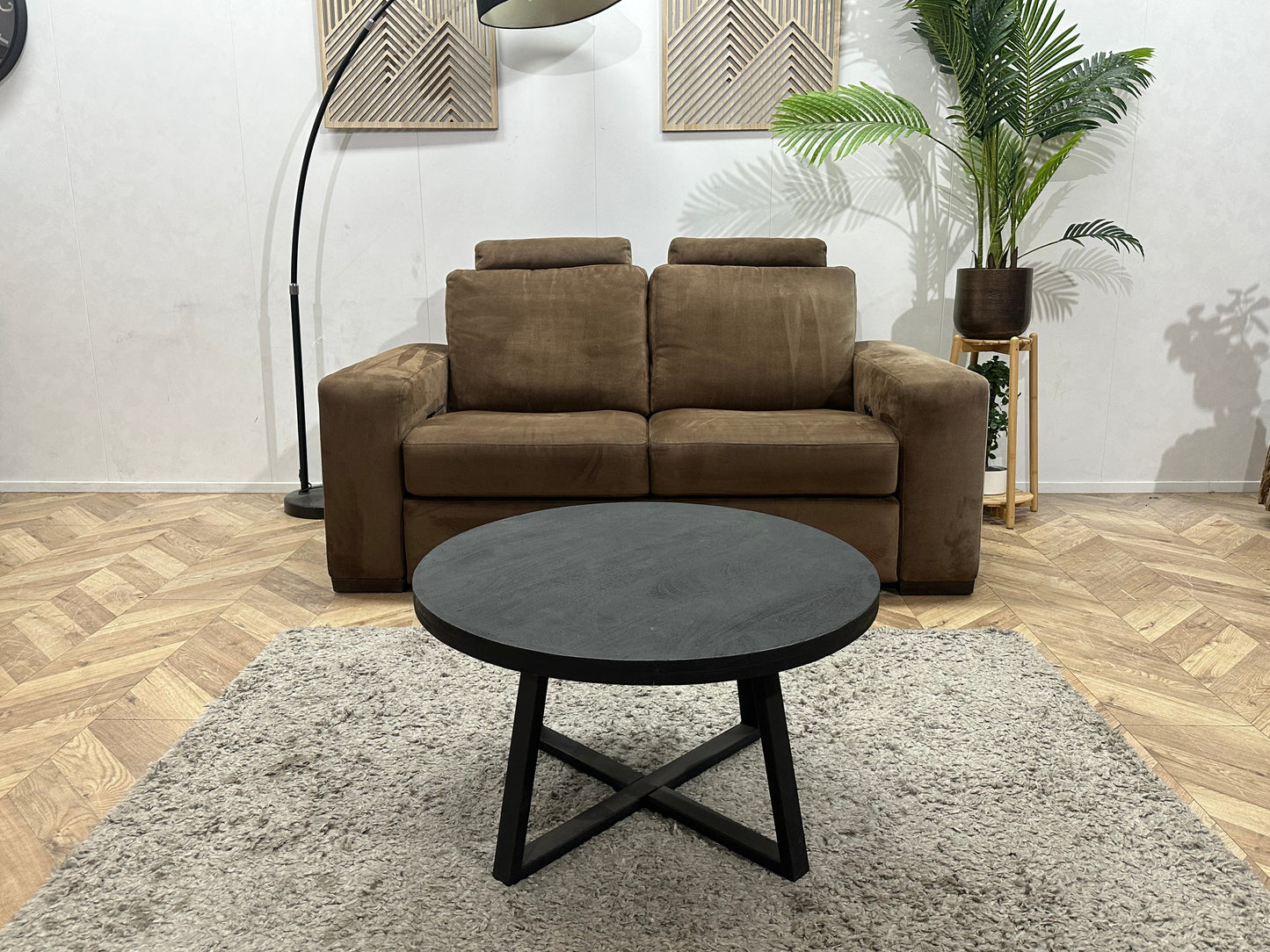 Bruine Velvet 2.5-Zits Zetel ~ Relaxfunctie