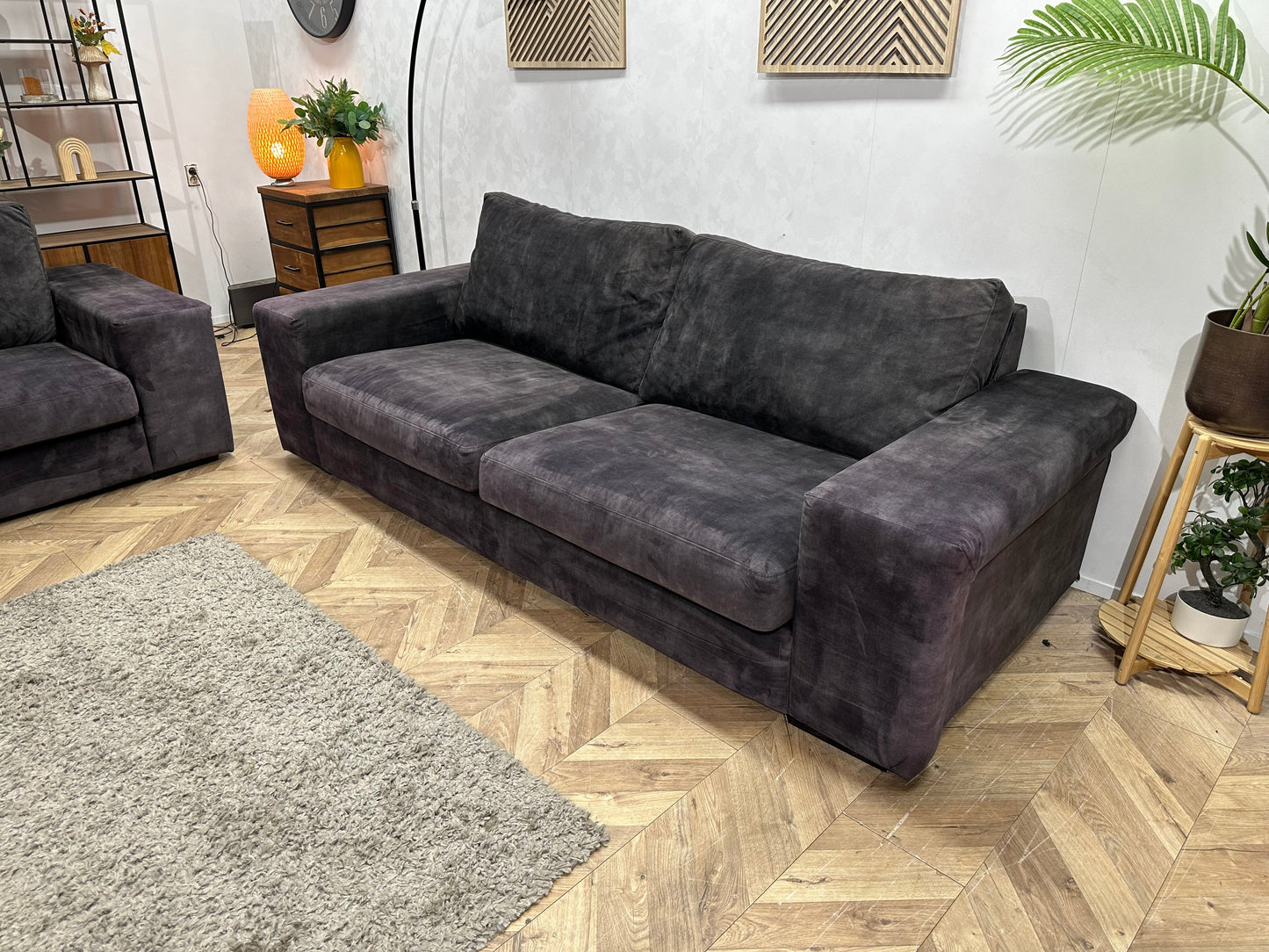 Antraciet Velvet Zetels Set ~ Losse Kussens
