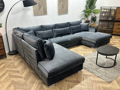 Blauwe Croco Stoffen U Zetel ~ Losse Kussens Met Afneembare Hoezen