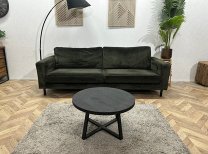 Woood Donker Groene Velvet 2.5-Zits Zetel ~ Losse Kussens Met Afneembare Hoezen