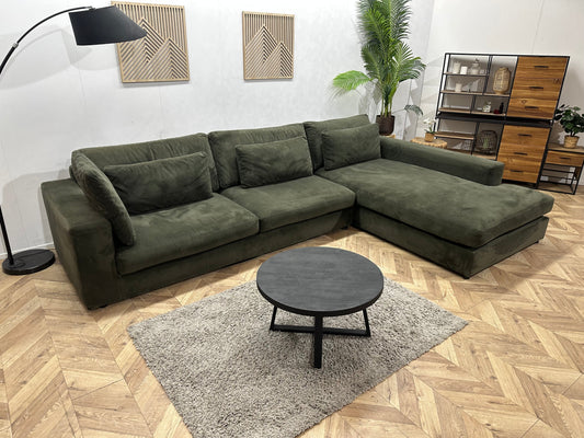 Donker Groene Velvet Ruime Hoekzetel ~ Losse Kussens Met Afneembare Hoezen