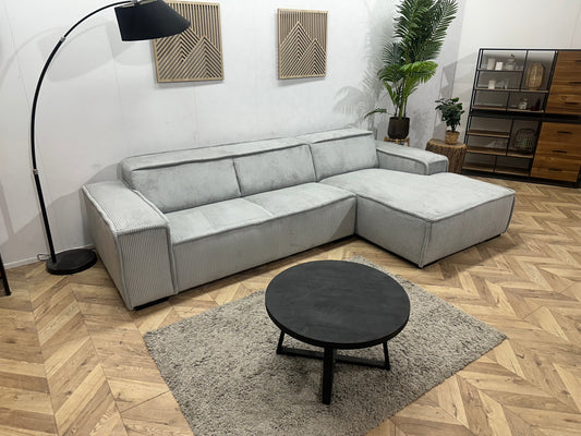 !Showroommodel! Licht Grijze Ribstof Hoekzetel