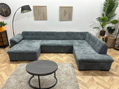 !Showroommodel! Blauwe Ribstof U Zetel ~ Vaste Kussens