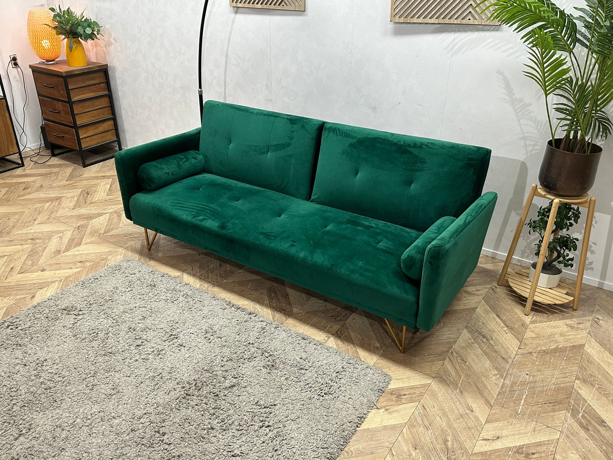 Groene Velvet 2.5-Zits Zetel ~ Slaapfunctie