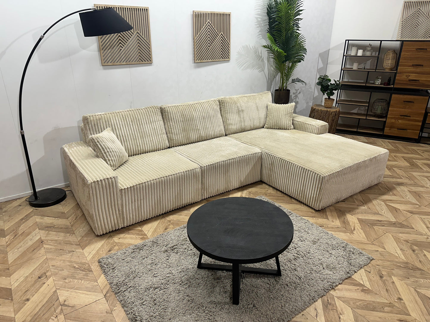 !Showroommodel! Crème Ribstof Hoekzetel