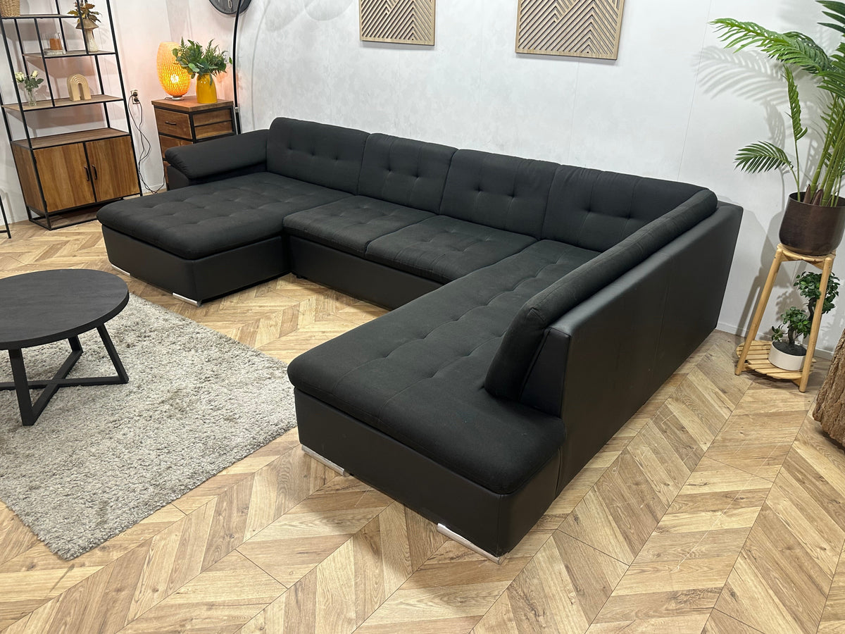 !Showroommodel! Zwarte Stoffen/Lederen U Zetel