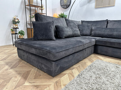 Antraciet Velvet Hoekzetel ~ Losse Kussens Met Afneembare Hoezen