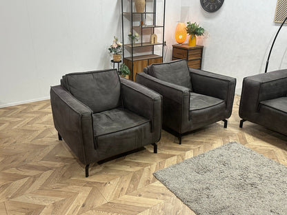 Antraciet Suède Stoffen Zetels Set ~ Losse Rugkussens Met Afneembare Hoezen