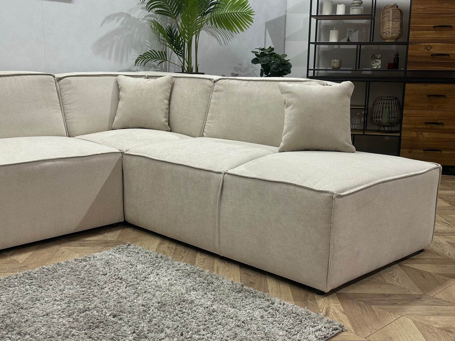 !Showroommodel! Crème Suède Stoffen Hoekzetel