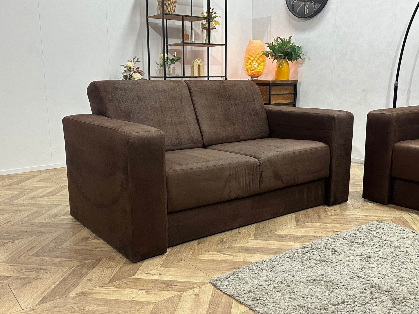 Bruine Suède Stoffen Zetels Set ~ Vaste Kussens