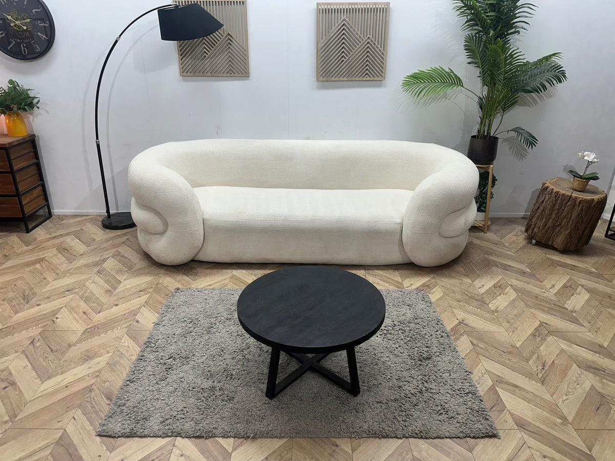 Witte Bouclé Stoffen 2.5-Zits Zetel ~ Vaste Kussens