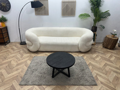 Witte Bouclé Stoffen 2.5-Zits Zetel ~ Vaste Kussens
