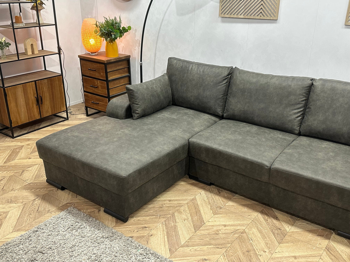 !Showroommodel! Antraciet Suède Stoffen U Zetel