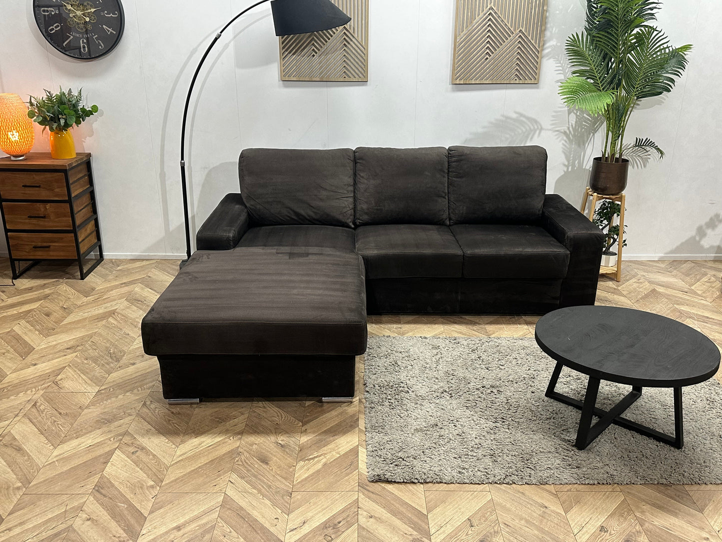 Antraciet Velvet Hoekzetel ~ Losse Rugkussens Met Afneembare Hoezen
