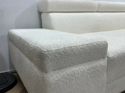 !Showroommodel! Witte Bouclé Stoffen Hoekzetel ~ Verstelbare Hoofdsteunen