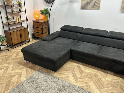 Zwarte Velvet U Zetel ~ Verstelbare Arm/Hoofdsteunen