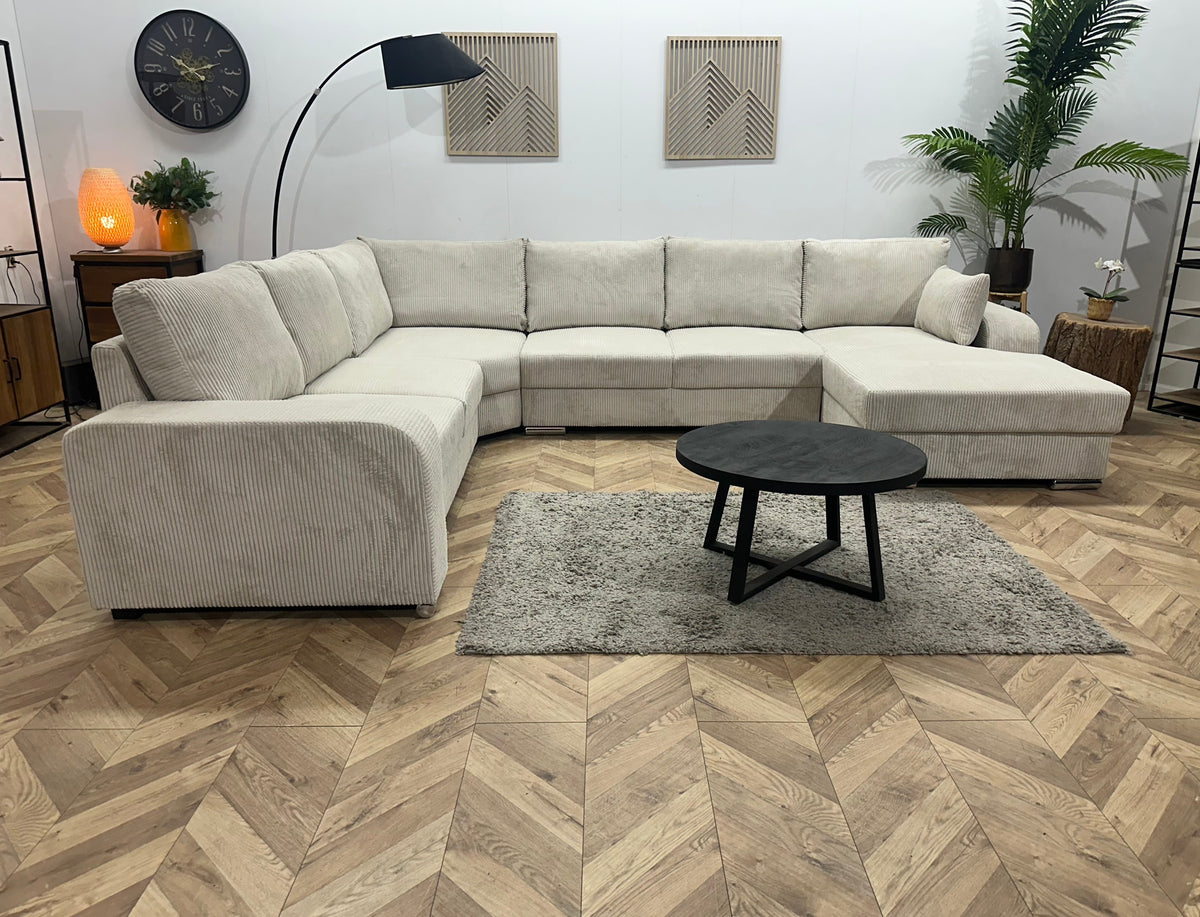 !Showroommodel! Witte/Crème Ribstof U Zetel