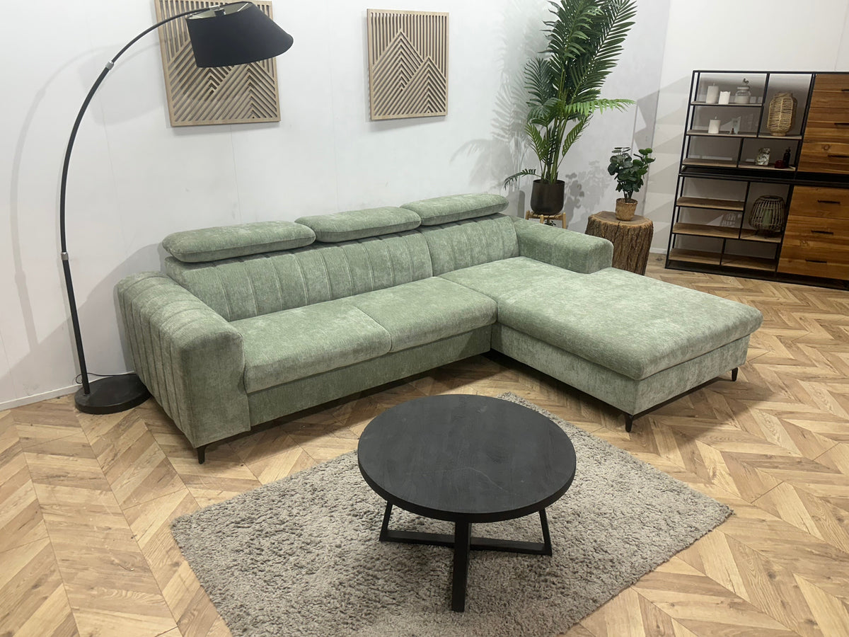 !Showroommodel! Groene Cremona Hoekzetel ~ Verstelbare Hoofdsteunen