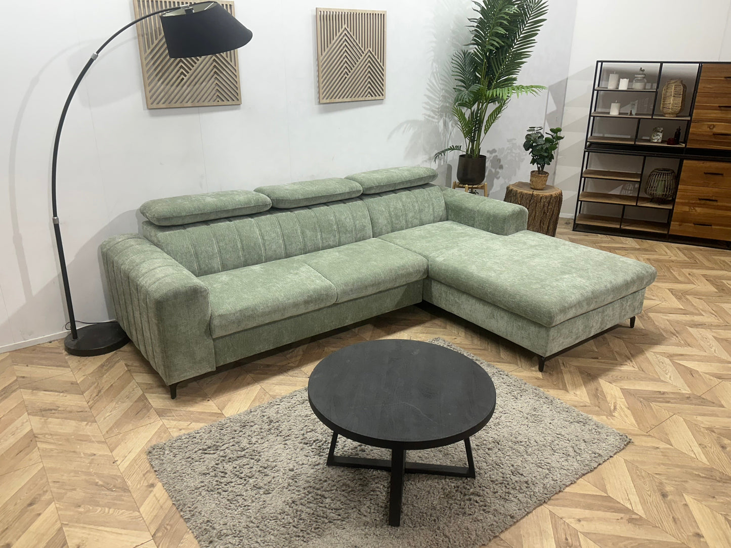!Showroommodel! Groene Cremona Hoekzetel ~ Verstelbare Hoofdsteunen