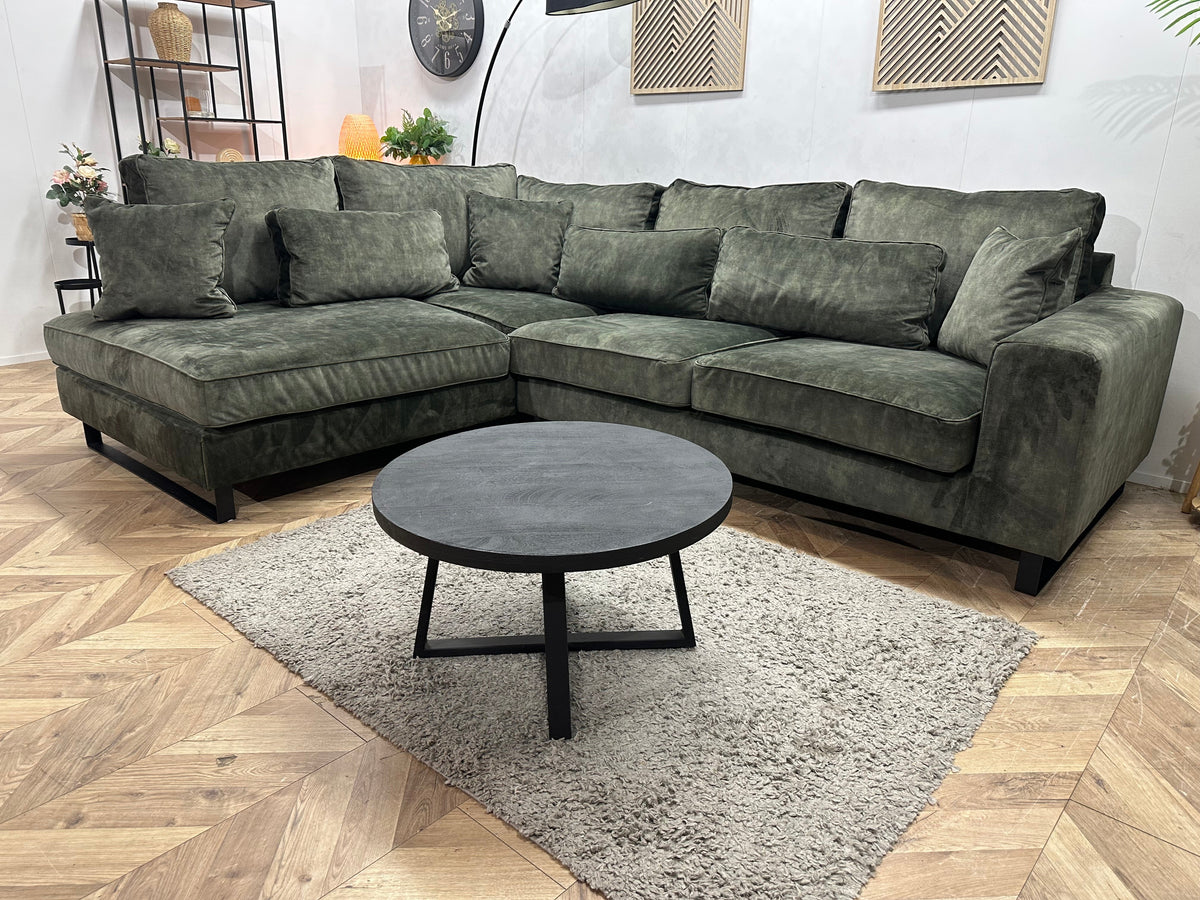 Donker Groene Velvet Hoekzetel ~ Losse Kussens Met Afneembare Hoezen