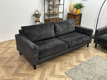 Antraciet Velvet Zetels Set ~ Losse Kussens Met Afneembare Hoezen