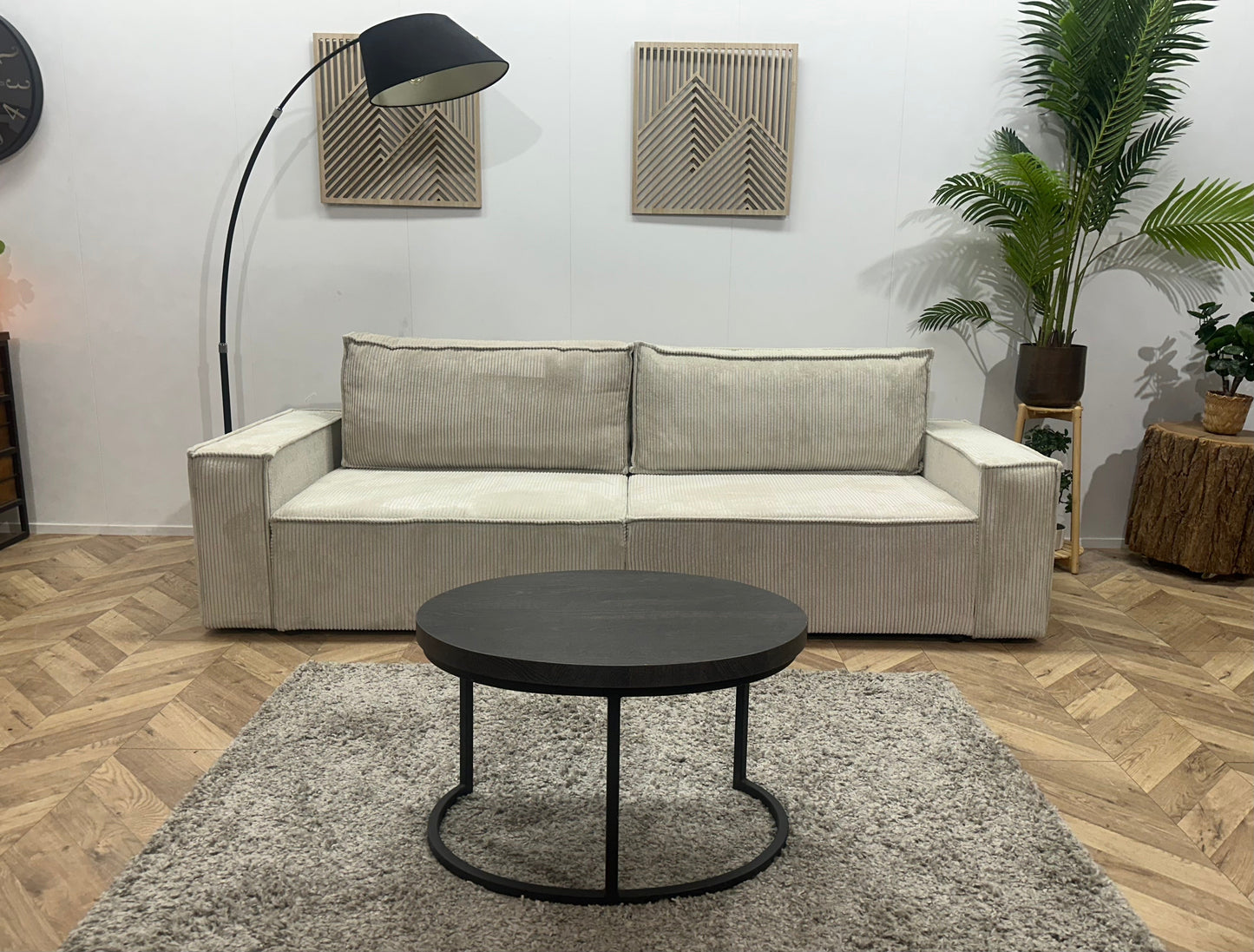 !Showroommodel! Witte Ribstof 4-Zits Zetel