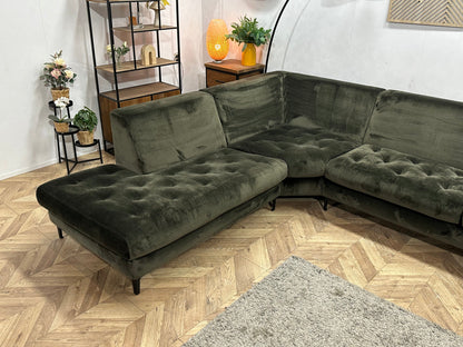 Donker Groene Velvet U Zetel ~ Nieuwstaat