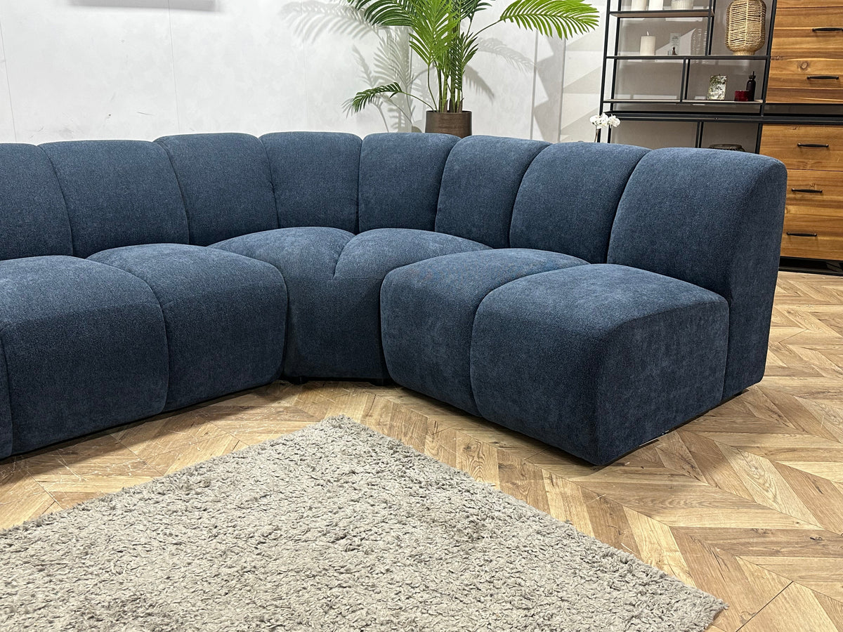 !Showroommodel Blauwe Chenille Stoffen Hoekzetel