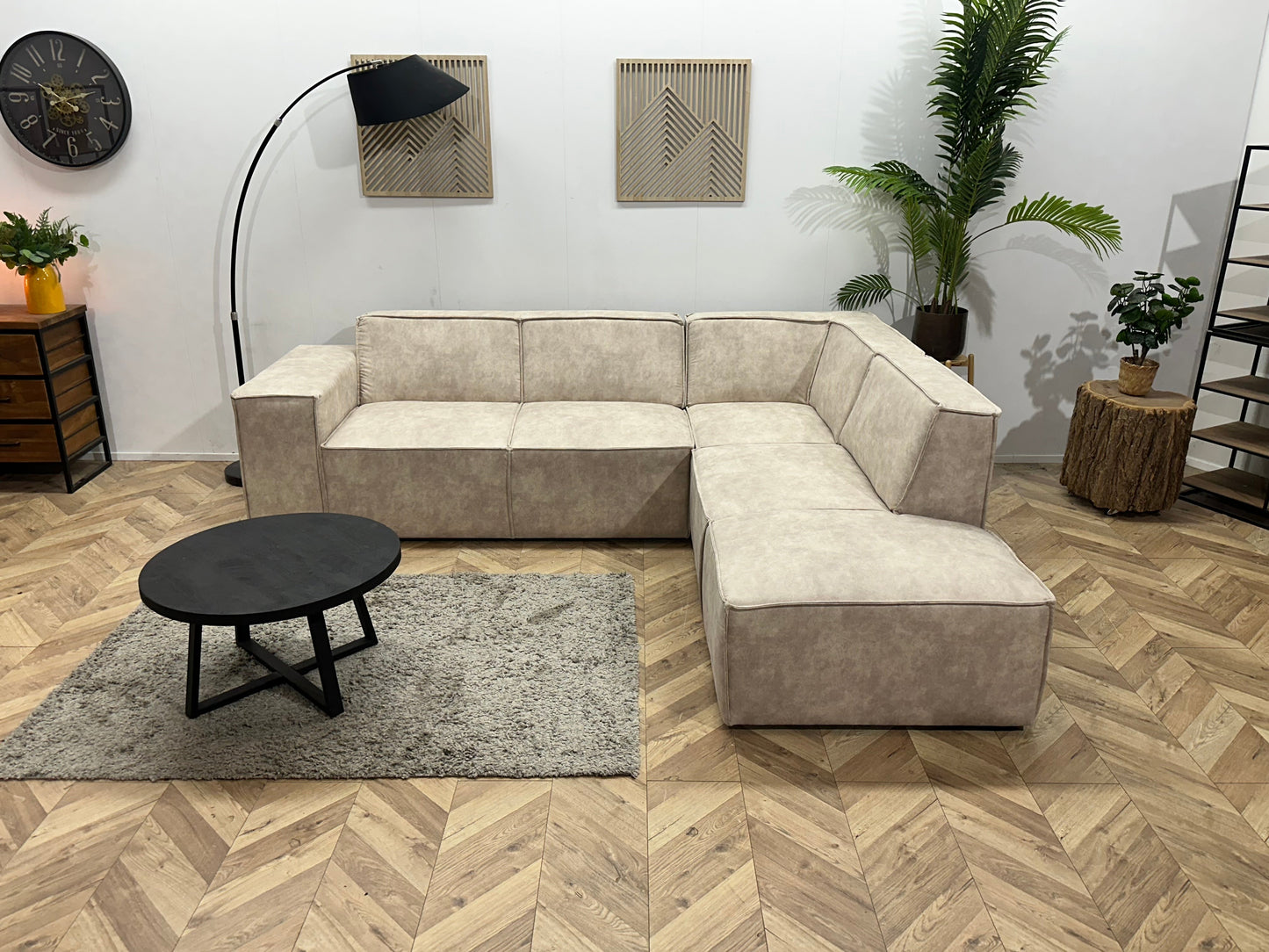 !Showroommodel! Crème Suède Stoffen Hoekzetel