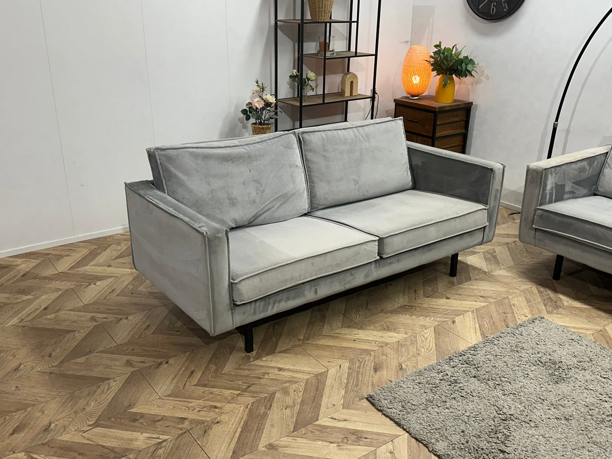 Be Pure Licht Grijze Velvet Zetels Set ~ Losse Kussens Met Afneembare Hoezen