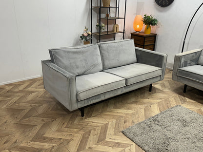 Be Pure Licht Grijze Velvet Zetels Set ~ Losse Kussens Met Afneembare Hoezen