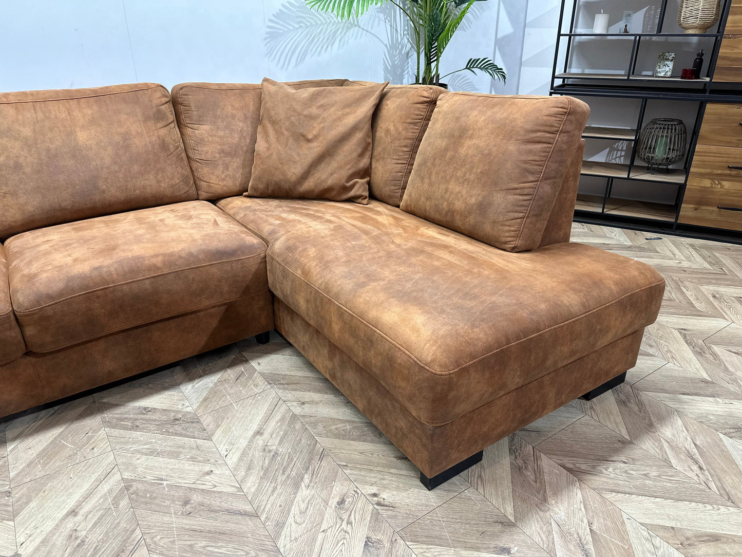 Cognac Bruine Suède Stoffen U Zetel ~ Losse Rug Kussens