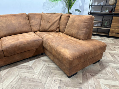 Cognac Bruine Suède Stoffen U Zetel ~ Losse Rug Kussens