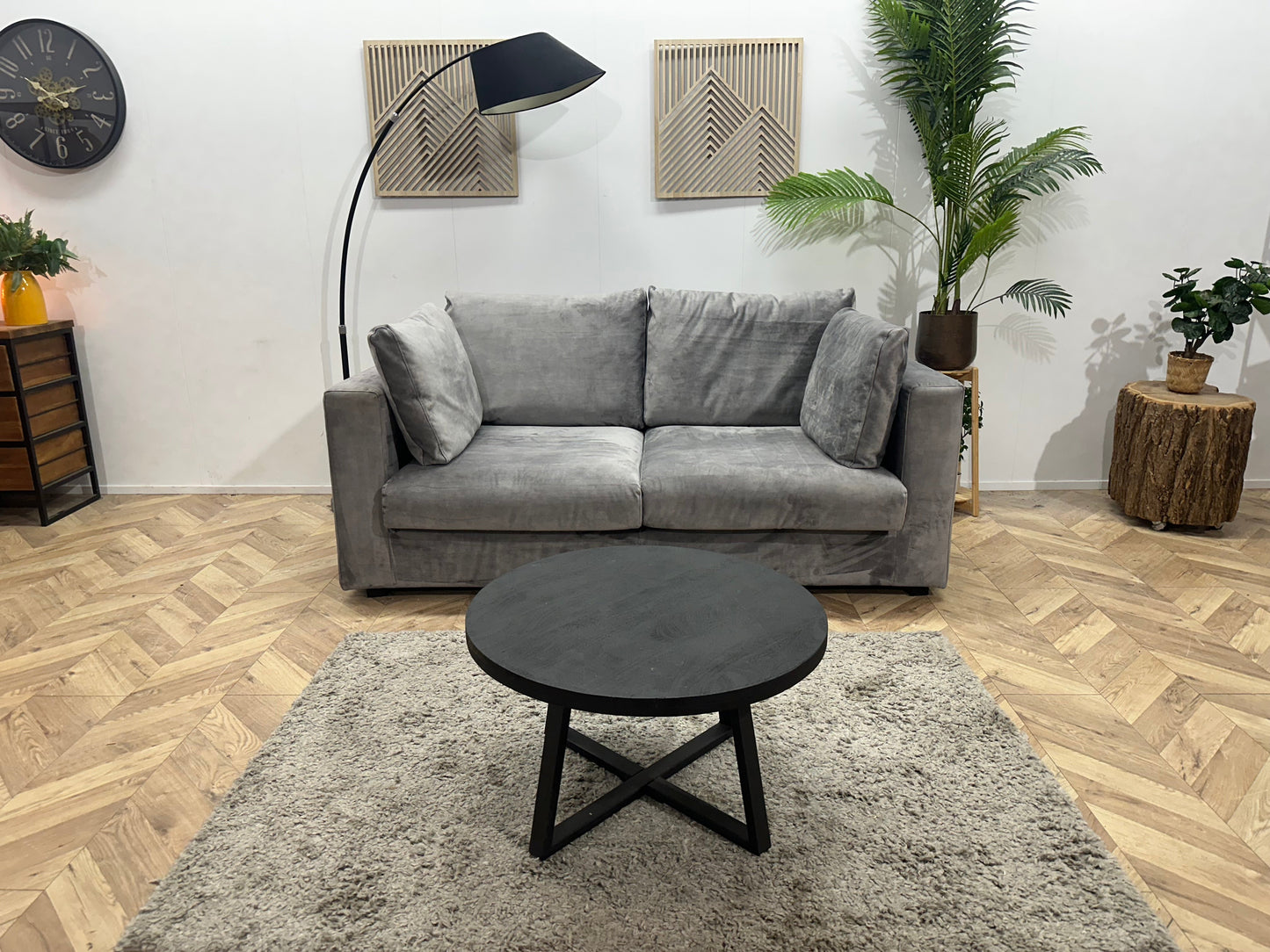 Licht Grijze Velvet 2.5-Zits Zetel ~ Losse Kussens Met Afneembare Hoezen