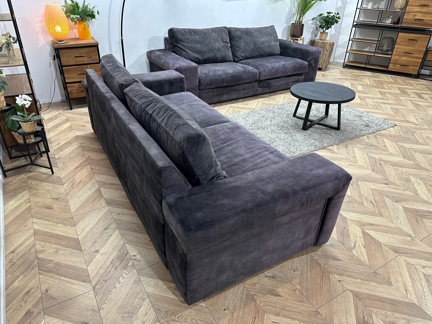 Antraciet Velvet Zetels Set ~ Losse Kussens