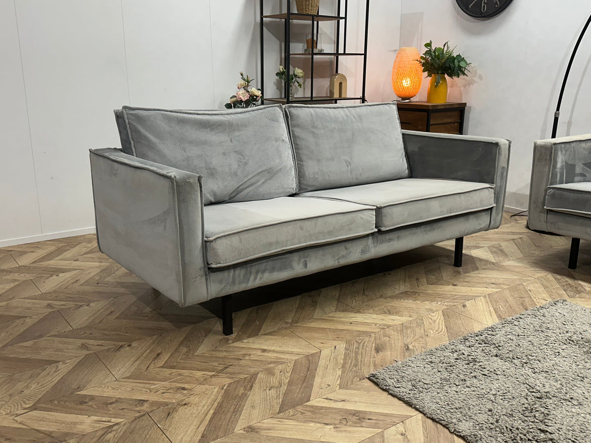 Be Pure Licht Grijze Velvet Zetels Set ~ Losse Kussens Met Afneembare Hoezen