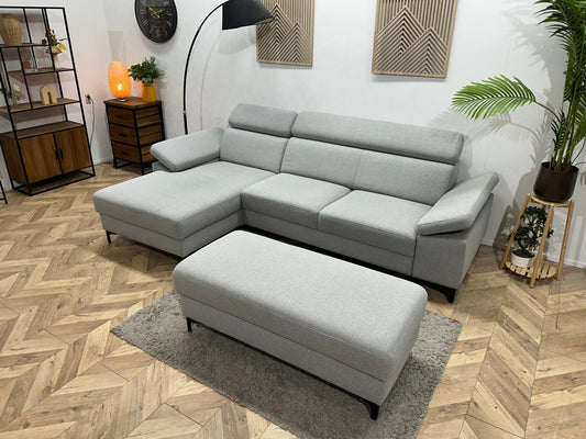 Licht Grijze Hoekzetel Inc Hocker ~ Verstelbare Arm/Hoofdsteunen