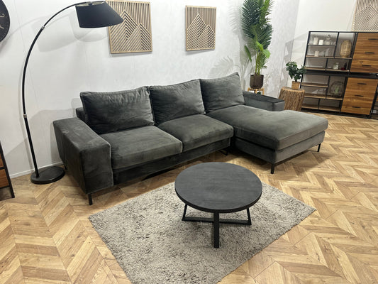 Antraciet Velvet Hoekzetel ~ Losse Kussens Met Afneembare Hoezen
