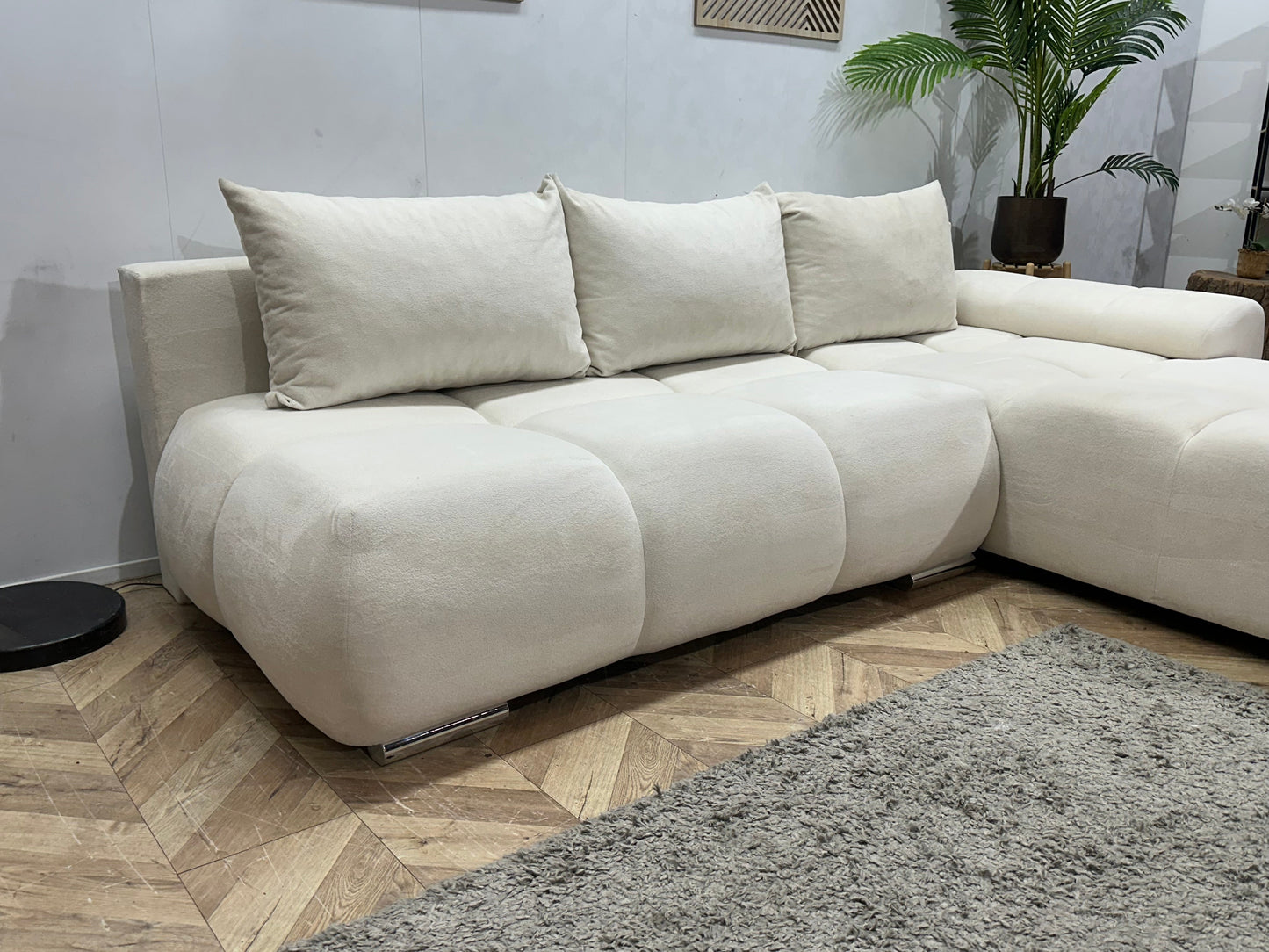 !Showroommodel! Witte Velvet Hoekzetel