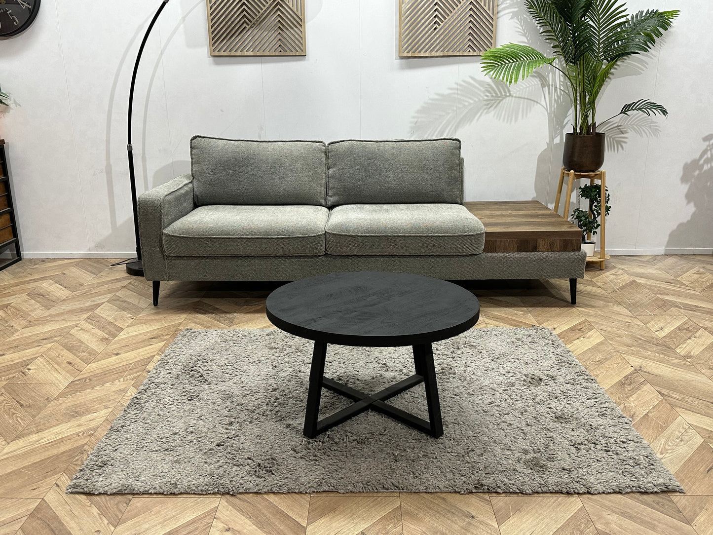 Grijze 2.5-Zits Zetel Inc Tafel ~ Losse Kussens Met Afneembare Hoezen