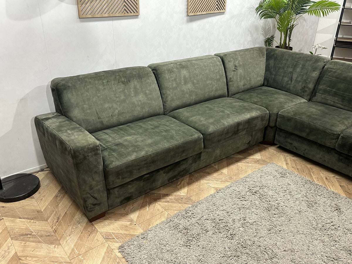 Groene Velvet Hoekzetel ~ Vaste Kussens