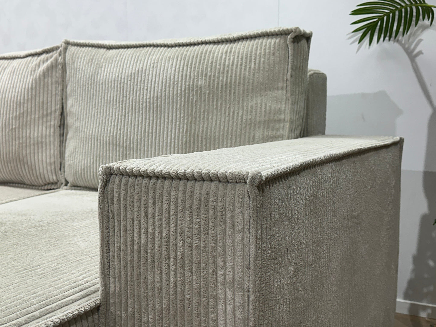 !Showroommodel! Witte Ribstof U Zetel ~ Slaapfunctie