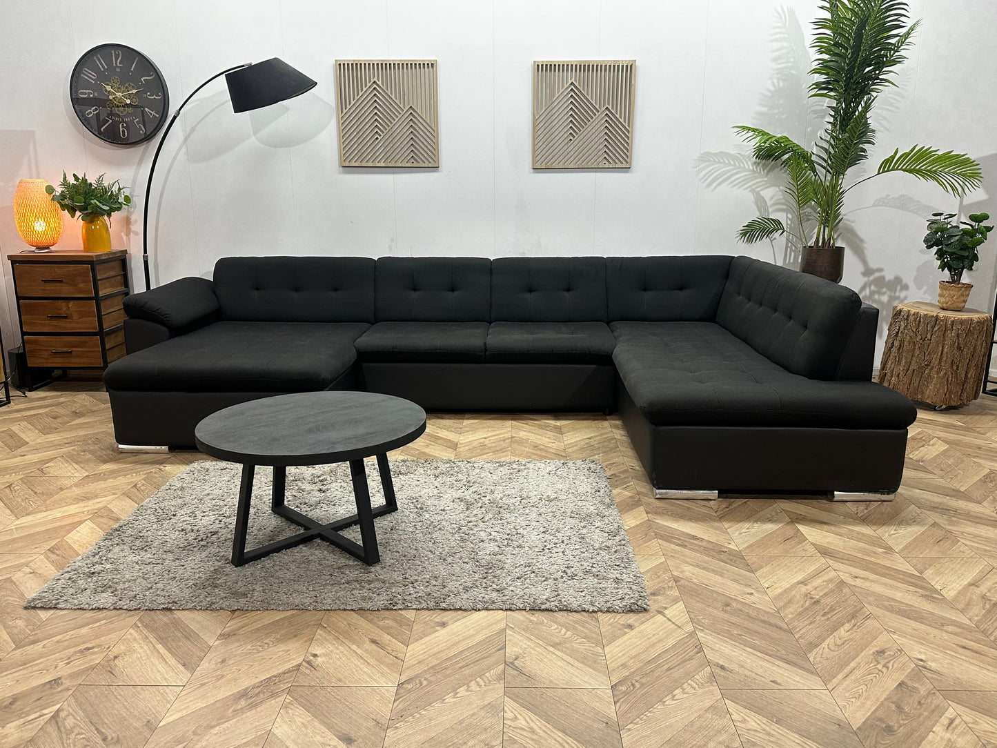 !Showroommodel! Zwarte Stoffen/Lederen U Zetel